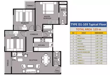 Apartments For sale - 3 rooms - floor 3