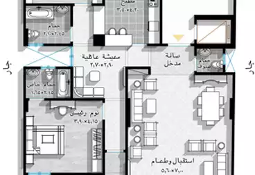 عقارات للبيع - 3 غرف - بالدور 6