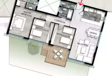 شقة بحديقة للبيع - 3 غرف - بالدور 0