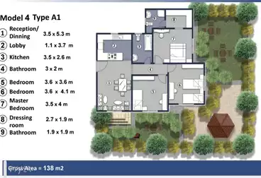 شقة بحديقة للبيع - 3 غرف - بالدور 1