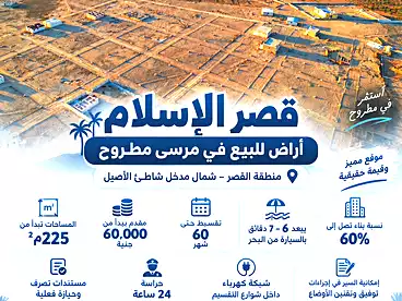 أرض مباني سكنية للبيع في شاطئ البوسيت، مدينة مرسى مطروح، 225 متر